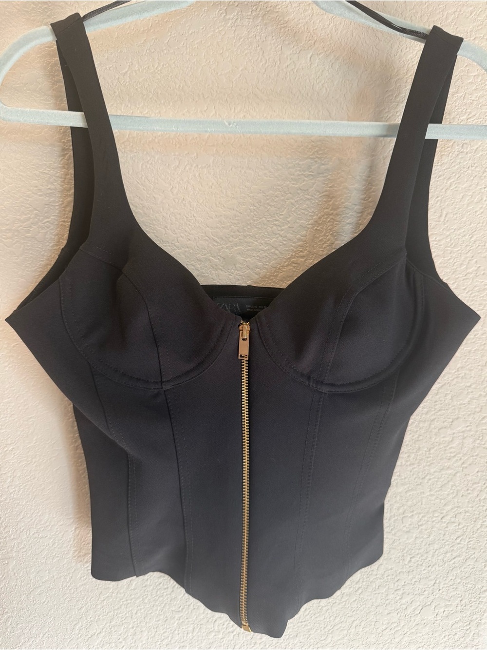 NWT-Zara Corsetry Inspired Zip Crop Top